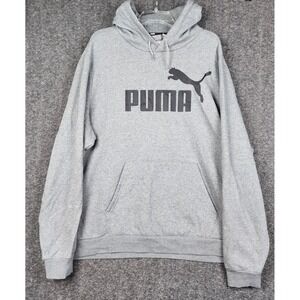 Puma Hoodie Men 3XL Heather Grey Essentials Big Logo Fleece Sweatshirt 846813-03